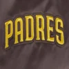 San Diego Padres Women’s Script Tail Full-Snap Brown Satin Varsity Jacket 5
