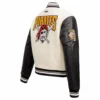 San Diego Padres Women’s Script Tail Rib Wool & Leather WhiteBlack Varsity Jacket 3