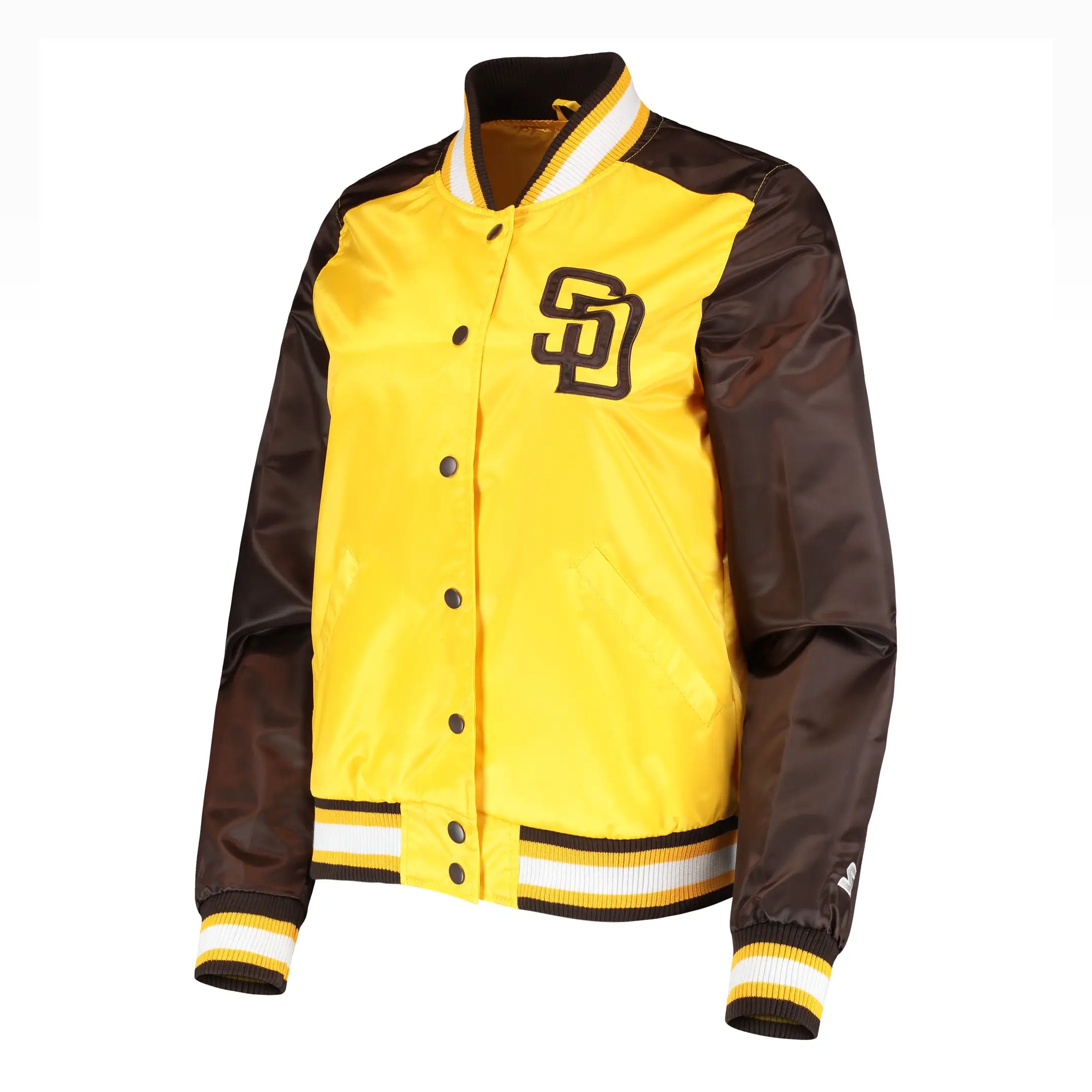 San Diego Padres Women’s The Legend YellowBrown Satin Varsity Jacket
