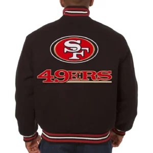 San Francisco 49ers One Color Black Wool Varsity Jacket 1