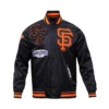 San Francisco Giants Mashup Black Satin Varsity Jacket 1