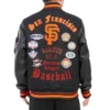 San Francisco Giants Old English Wool & Leather Varsity Black Jacket 1