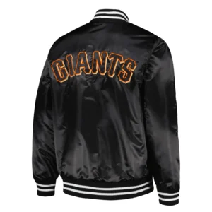 San Francisco Giants Patch Black Satin Varsity Jacket 1