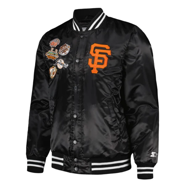 San Francisco Giants Patch Black Satin Varsity Jacket