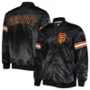 San Francisco Giants Pick & Roll Full-Snap Black Satin Varsity Jacket 3