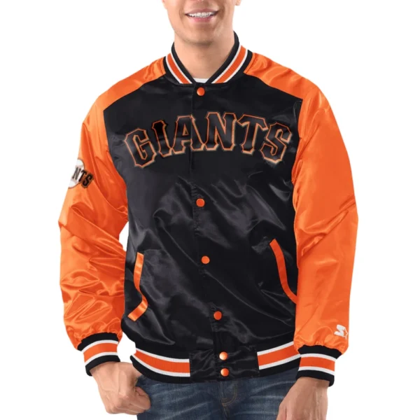 San Francisco Giants Renegade BlackOrange Satin Varsity Jacket