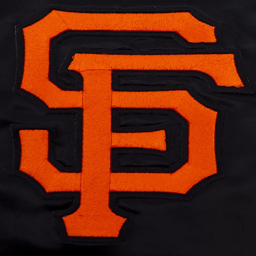 San Francisco Giants Script Tail Black Satin Varsity Jacket 4