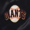 San Francisco Giants Script Tail Women’s Full-Snap Satin Varsity Black Jacket 4