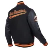 San Francisco Giants Script Tail Wool & Leather Black Varsity Jacket 1