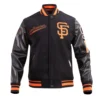 San Francisco Giants Script Tail Wool & Leather Black Varsity Jacket 2