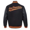 San Francisco Giants Script Tail Wool & Leather Black Varsity Jacket 3