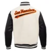 San Francisco Giants Script Tail Wool & Leather Varsity WhiteBlack Jacket 1