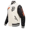 San Francisco Giants Script Tail Wool & Leather Varsity WhiteBlack Jacket 2