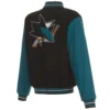 San Jose Sharks Embroidered Applique Wool Jacket 1