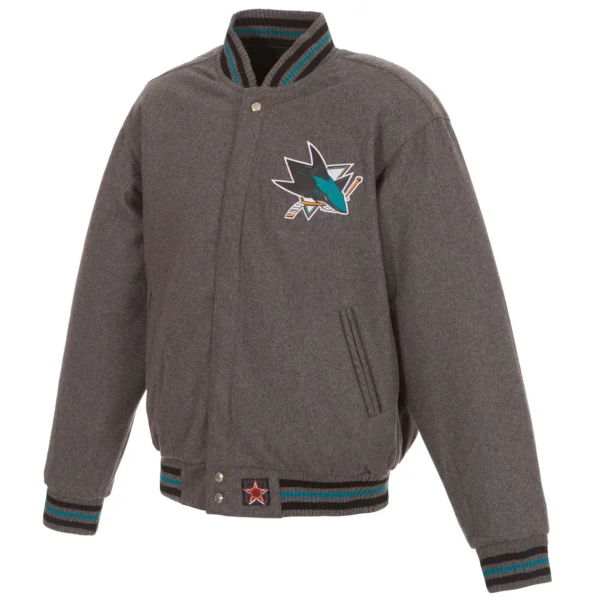 San Jose Sharks Grey Varsity Jacket