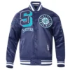 Seattle Mariners Mashup Full-Snap Satin Varsity Navy Jacket