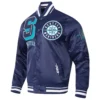 Seattle Mariners Mashup Full-Snap Satin Varsity Navy Jacket 2