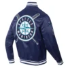 Seattle Mariners Mashup Full-Snap Satin Varsity Navy Jacket 3