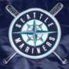 Seattle Mariners Mashup Full-Snap Satin Varsity Navy Jacket 6