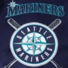 Seattle Mariners Mashup NavyWhite Wool & Leather Varsity Jacket 4