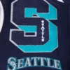 Seattle Mariners Mashup NavyWhite Wool & Leather Varsity Jacket 5