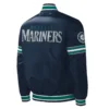 Seattle Mariners Midfield Full-Snap Navy Satin Varsity Jacket 1