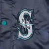 Seattle Mariners Midfield Full-Snap Navy Satin Varsity Jacket 2