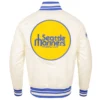 Seattle Mariners Retro Classic Ribbed Knitted Full-Snap Satin Varsity Jacket 1