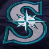 Seattle Mariners Retro Classic Women’s Full-Snap Navy Satin Varsity Jacket 4