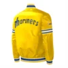Seattle Mariners Slider Full-Snap Satin Varsity Yellow Jacket 1