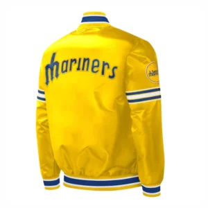 Seattle Mariners Slider Full-Snap Satin Varsity Yellow Jacket 1