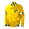 Seattle Mariners Slider Full-Snap Satin Varsity Yellow Jacket