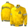 Seattle Mariners Slider Full-Snap Satin Varsity Yellow Jacket 2