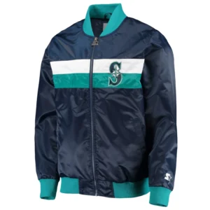 Seattle Mariners The Ambassador Navy Satin Varsity Jacket