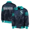Seattle Mariners The Captain II Satin Varsity Navy Jacket 3