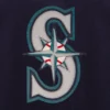 Seattle Mariners Two Tone Handcrafted Logo NavyGray Wool Varsity Jacket 3