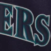 Seattle Mariners Two Tone Handcrafted Logo NavyGray Wool Varsity Jacket 4
