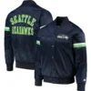 Seattle Seahawks Classic The Champ Rib Satin Varsity Jacket 2