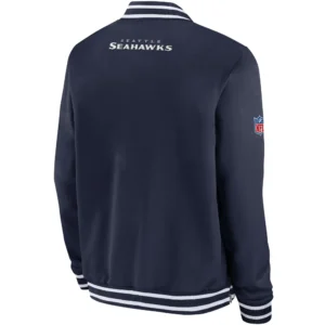 Seattle Seahawks Football Full-Zip Team players Satin Varsity Zipper Jacket 1
