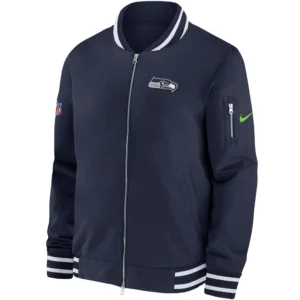 Seattle Seahawks Football Full-Zip Team players Satin Varsity Zipper Jacket