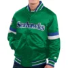 Seattle Seahawks Home Game Gridiron Satin Green Varsity Jacket