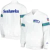 Seattle Seahawks Power Forward Classic Rib Satin Varsity White Jacket 2