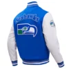 Seattle Seahawks Retro Classic BlueWhite Wool & Leather Varsity Jacket 3