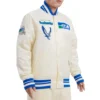Seattle Seahawks Retro Classic Full-Snap Cream Satin Varsity Jacket 3