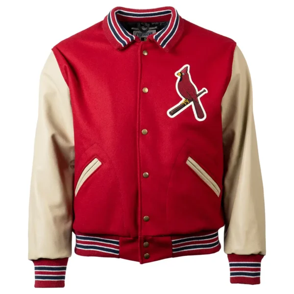 St. Louis Cardinals Ebbets 1950 Authentic Red Wool & Leather Varsity Jacket