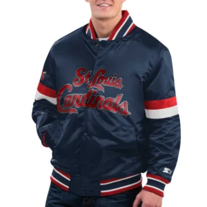 St. Louis Cardinals Home Game Navy Satin Varsity Jacket