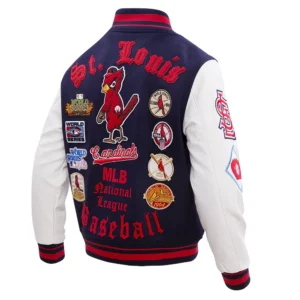 St. Louis Cardinals Logo Old English Wool & Leather Varsity Jacket 3