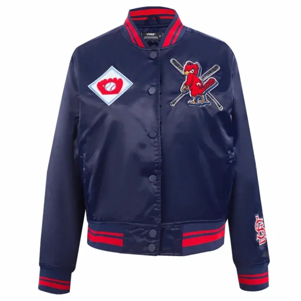 St. Louis Cardinals Mashup Full-Snap Navy Blue Varsity Satin Jacket