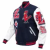 St. Louis Cardinals Mashup Full-Snap Navy Blue Varsity Wool Jacket with Leather Sleeves