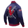 St. Louis Cardinals Mashup Satin Varsity Jacket – Navy 1